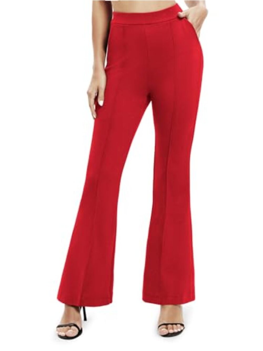 Flared Leg Yoga Pants High Waist Trousers with Pockets